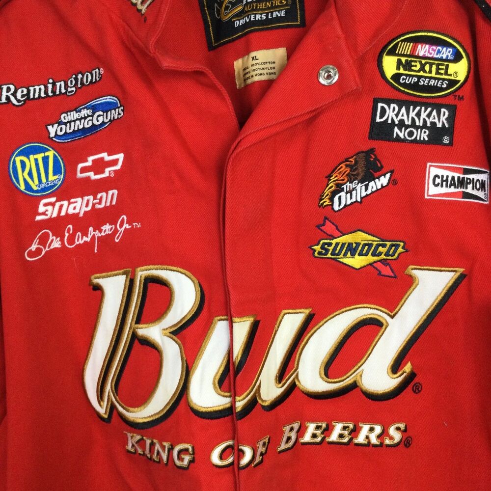 Chase Authentics Mens Budweiser Nascar Racing Jacket Embroidered Red Size XL - Picture 5 of 16